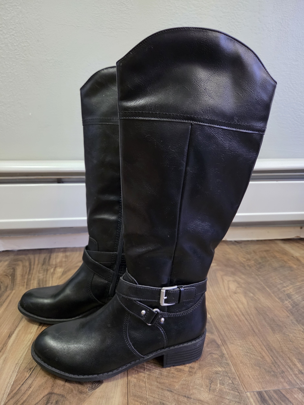 St. John's Bay Black Mid-Calf Buckle Riding Boots